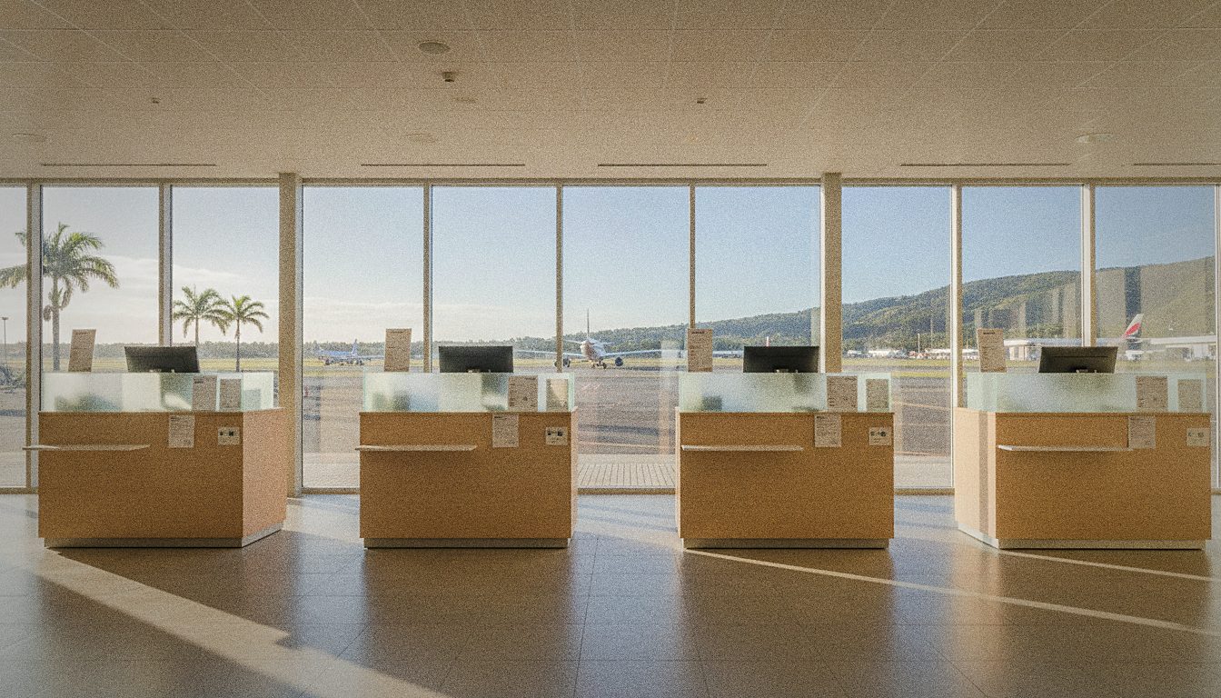 Comptoir de location de voiture Hertz à l'aéroport de la Réunion